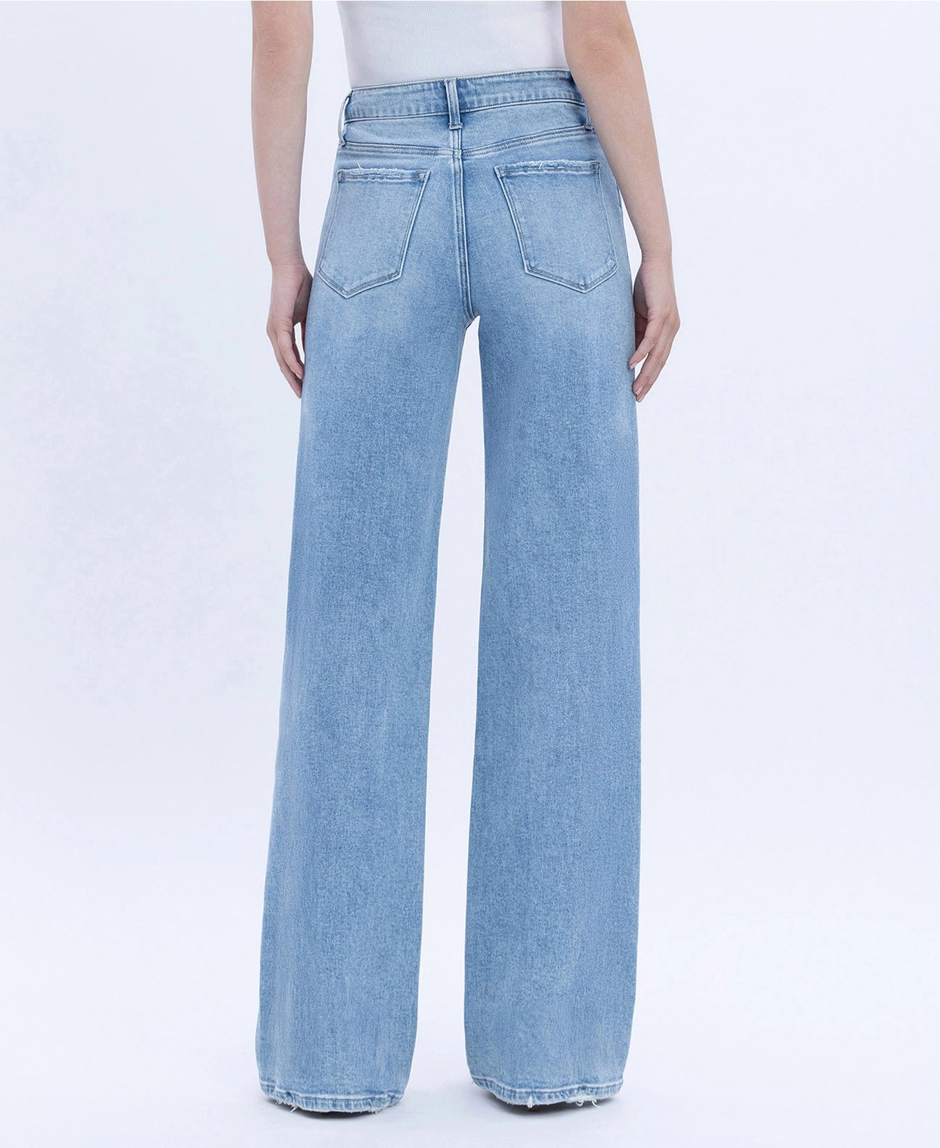 Advantageous High Rise Full Length Light Wash Wide Jeans
