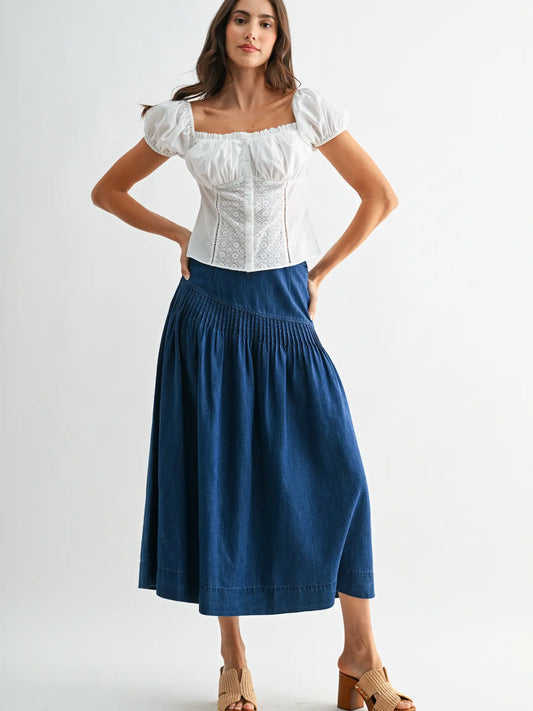 Highlander Denim Midi Skirt