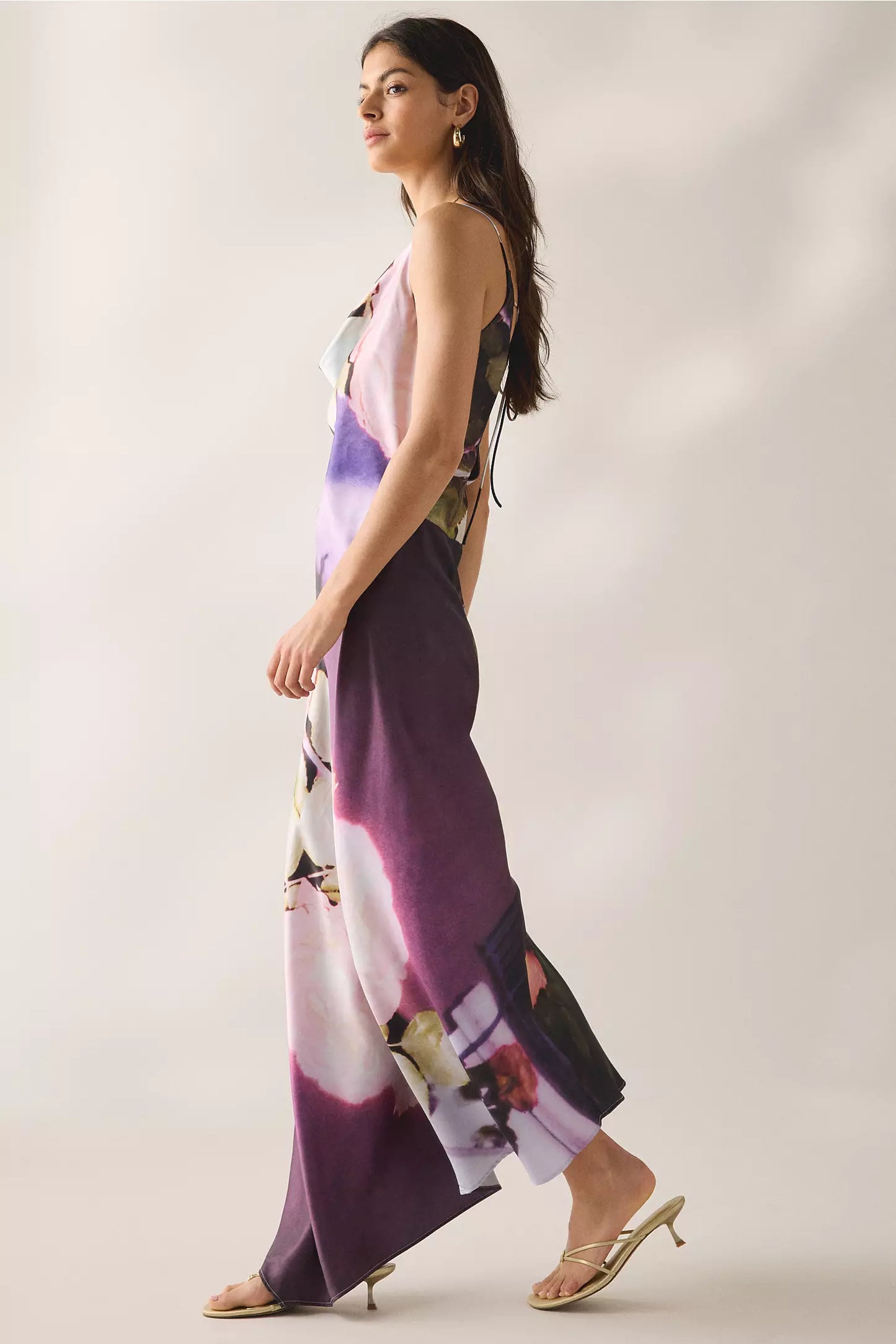 Ellie Asymmetric Open-Back Cowl Maxi Dress