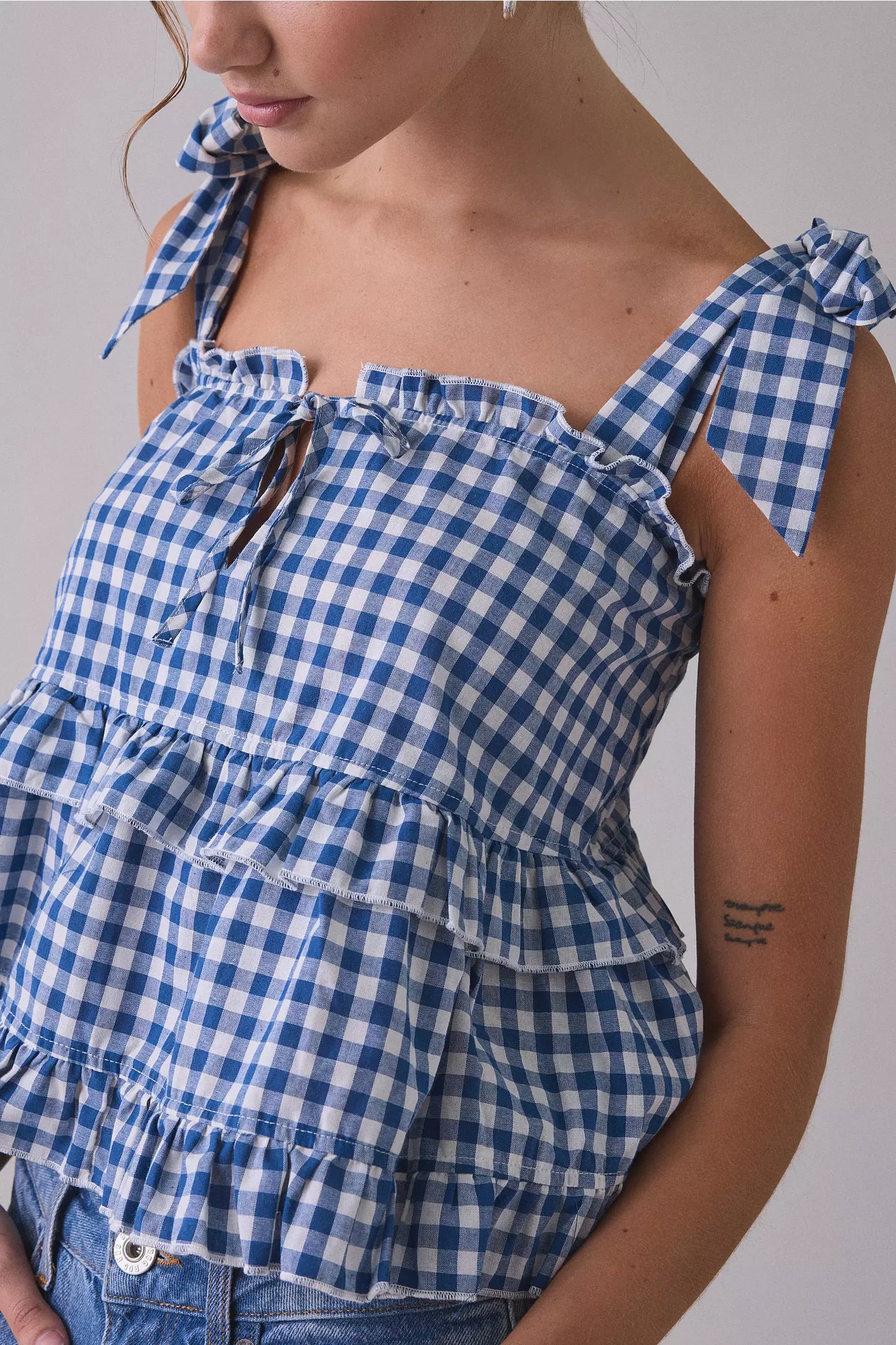 Keepsake Tie-Strap Ruffle Babydoll Top