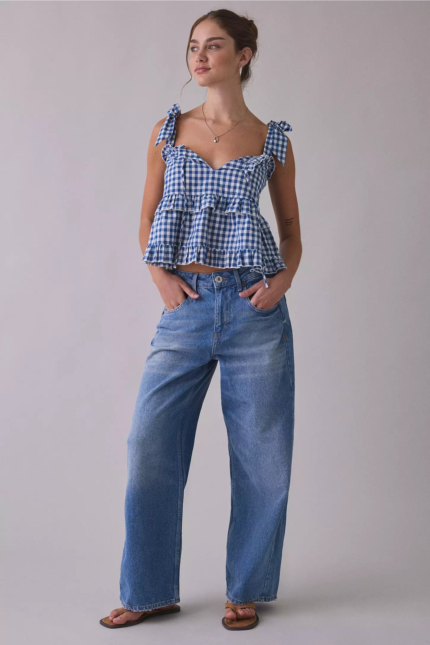 Keepsake Tie-Strap Ruffle Babydoll Top