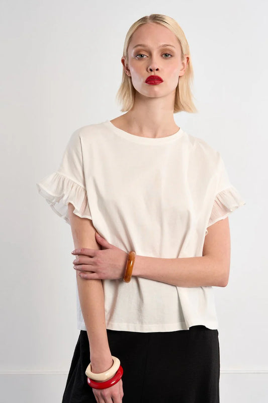 Ruffle Sleeve Casual Tee