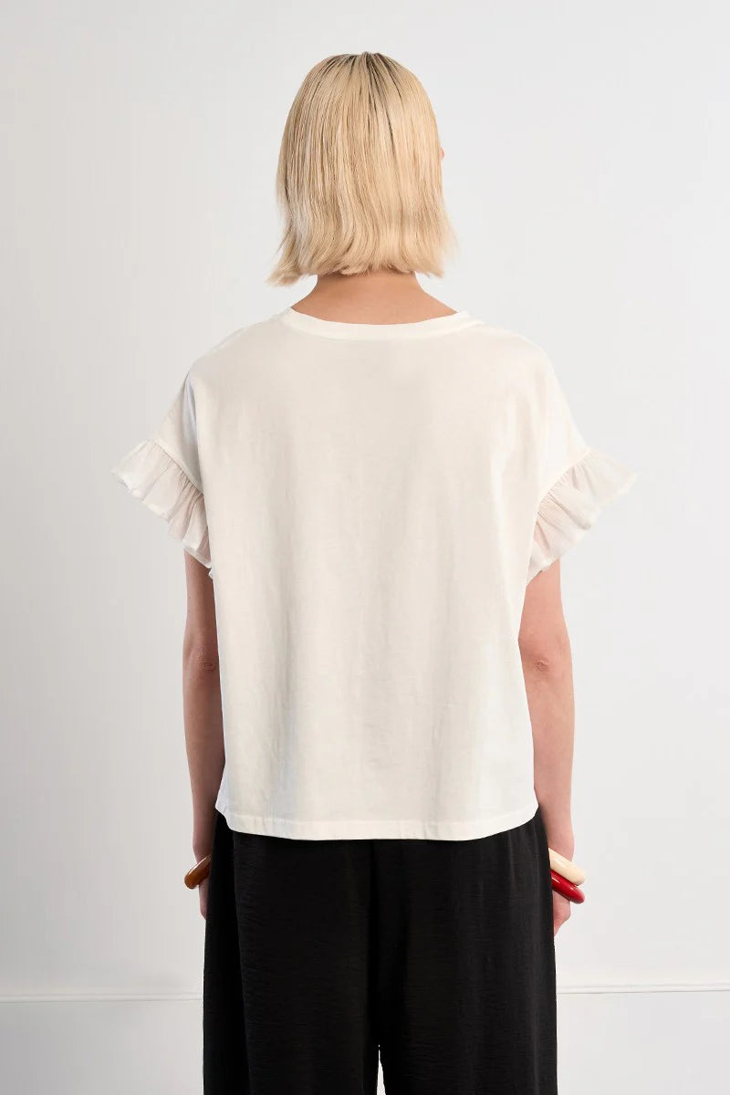 Ruffle Sleeve Casual Tee