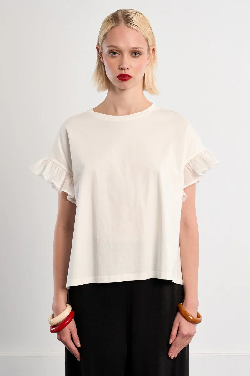 Ruffle Sleeve Casual Tee