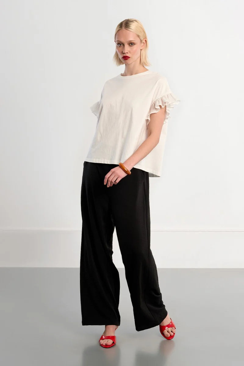 Ruffle Sleeve Casual Tee