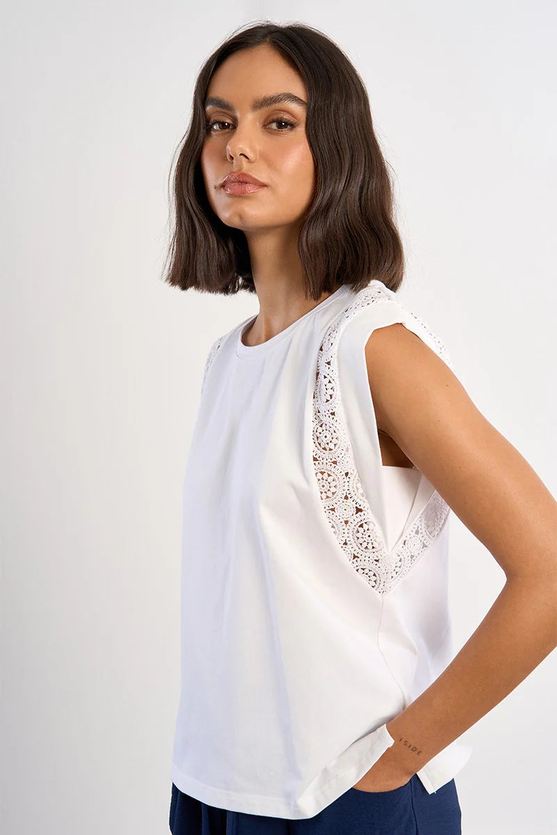 Openwork Cap Sleeve Tee