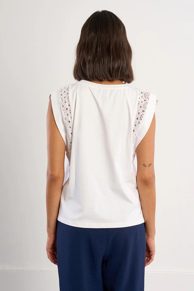Openwork Cap Sleeve Tee