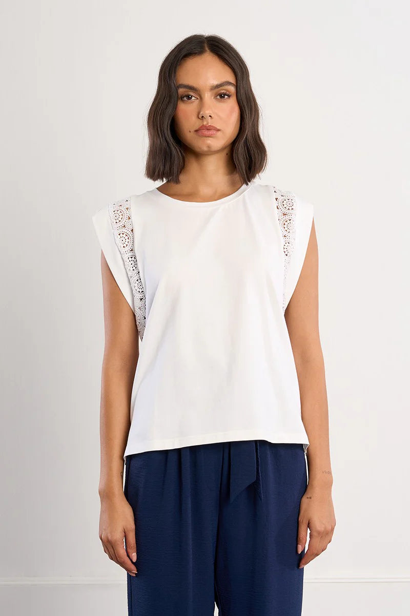 Openwork Cap Sleeve Tee