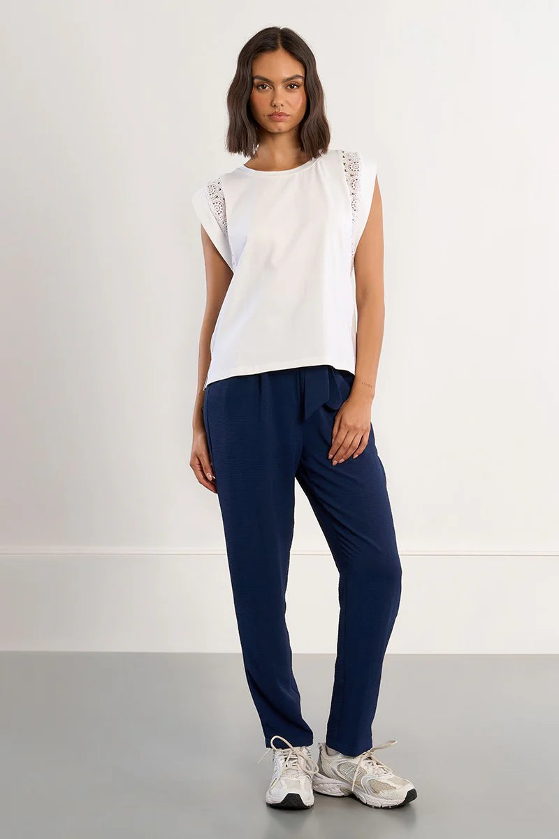 Openwork Cap Sleeve Tee