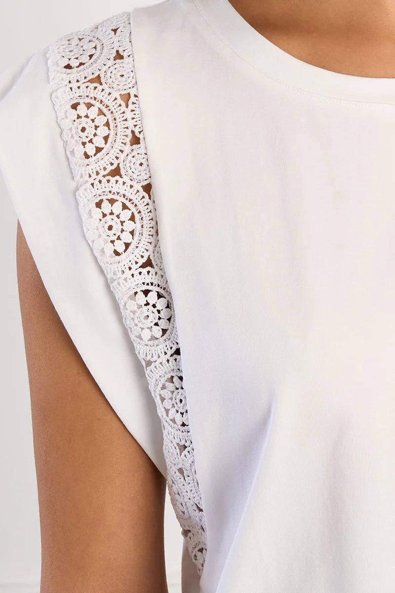Openwork Cap Sleeve Tee