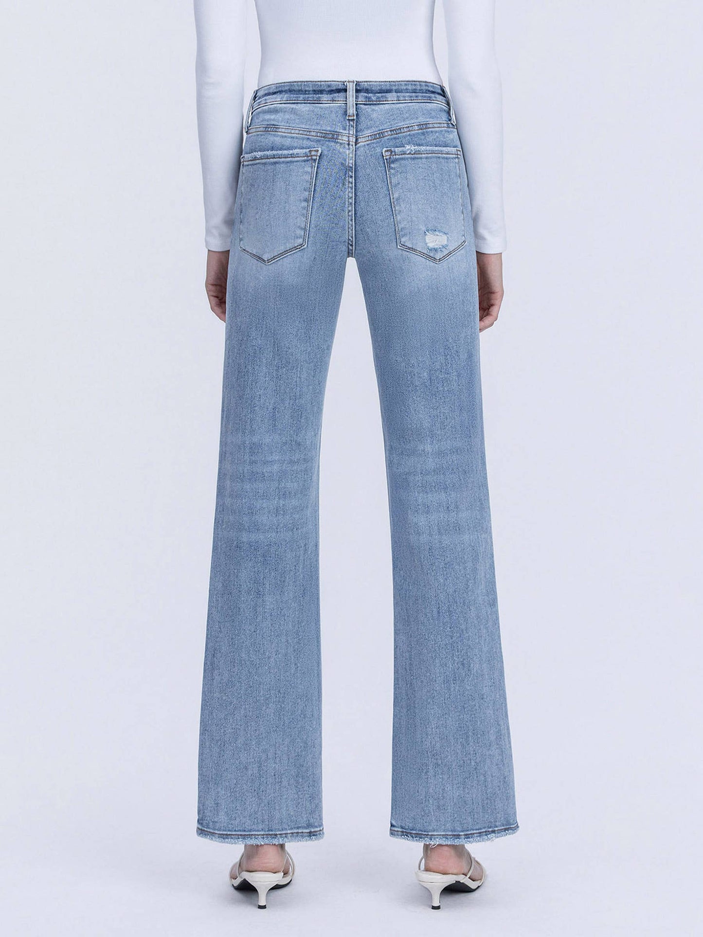 Undisputable Tummy Control Mid Rise Light Wash Slim Wide Jeans