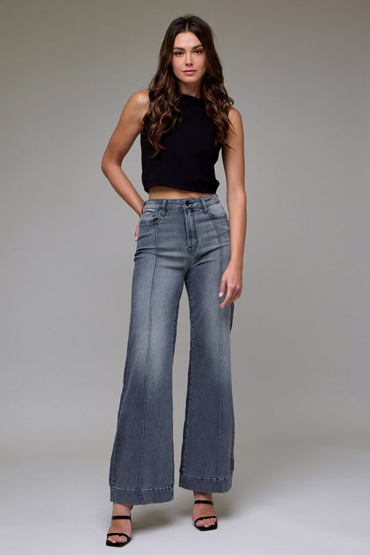 Pintuck High Rise Comfort Flare