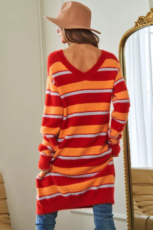 Angora Color Block Sweater Dress