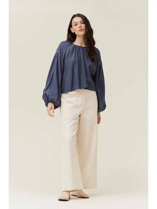 Lace Trim Mixed Blouse