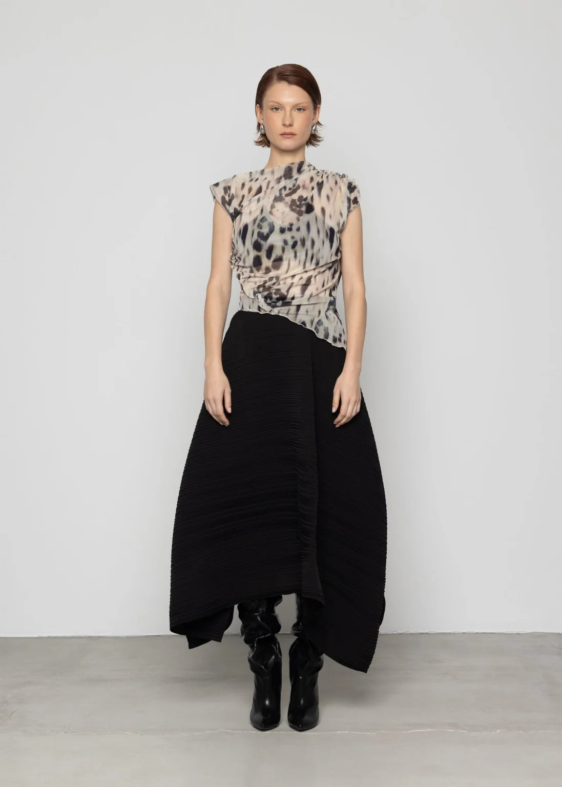 Asymmetric Printed Gathered Top