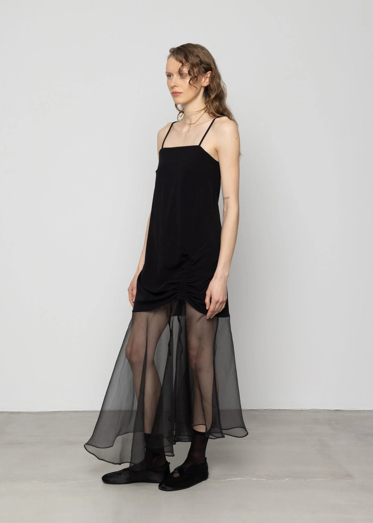 Strappy Maxi Dress with Contrast Organza Skirt