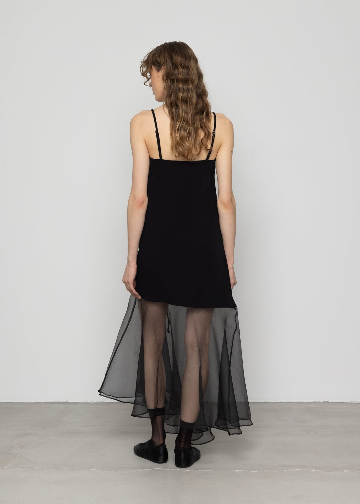 Strappy Maxi Dress with Contrast Organza Skirt