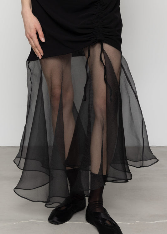 Strappy Maxi Dress with Contrast Organza Skirt