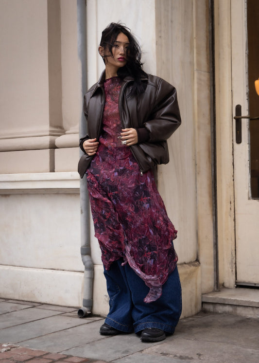 Sheer Crinkled Hanky Hem Dress