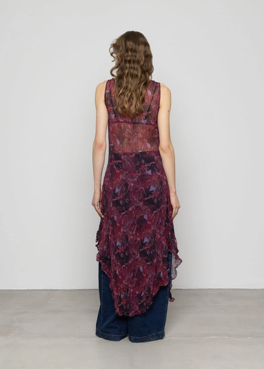 Sheer Crinkled Hanky Hem Dress