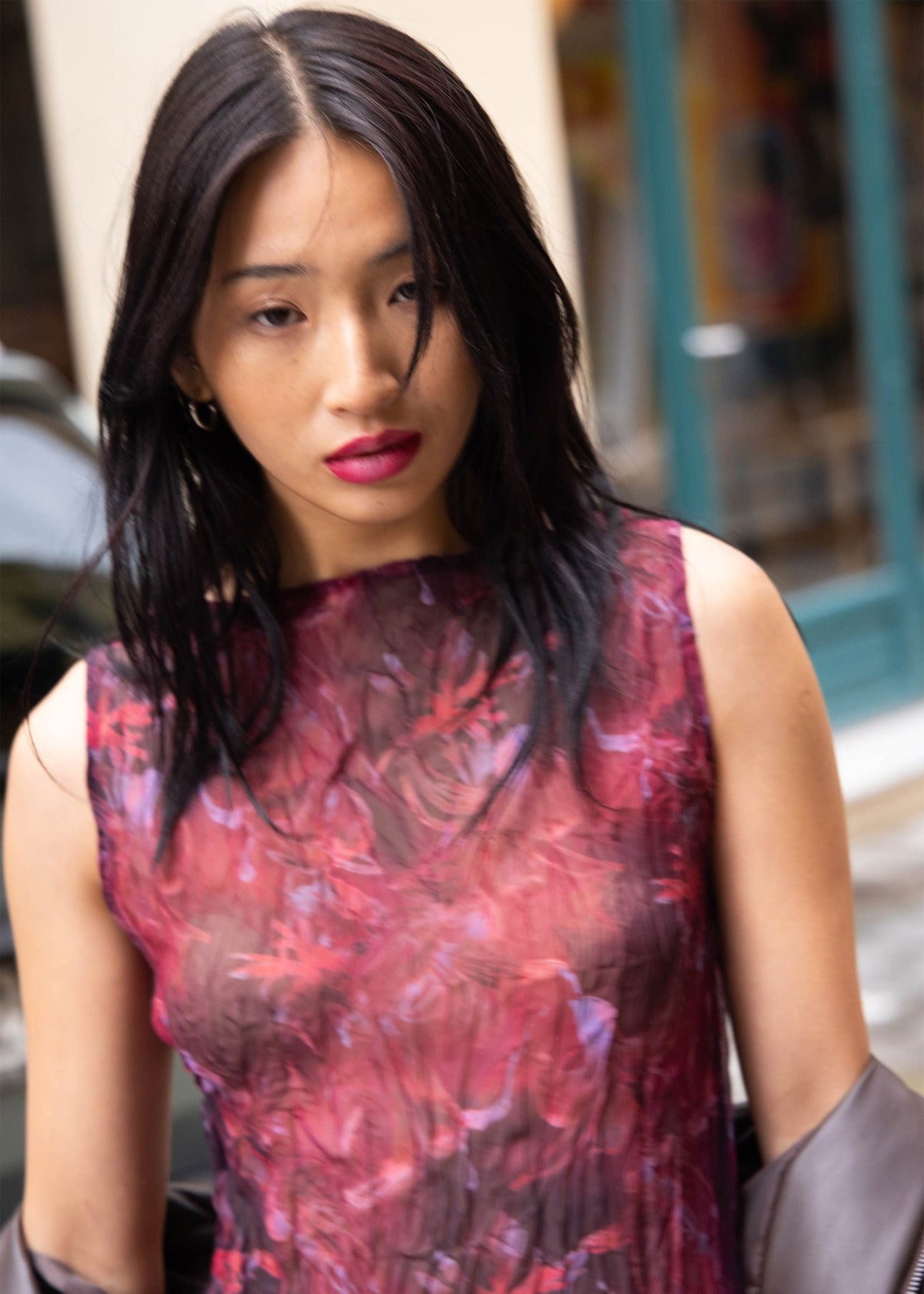 Sheer Crinkled Hanky Hem Dress