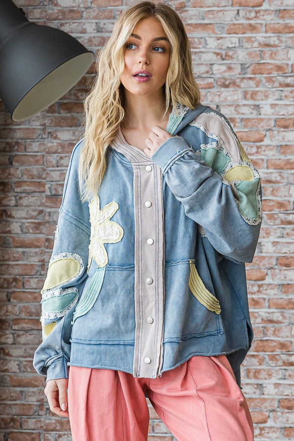 Floral Patchwork Pullover Hoodie
