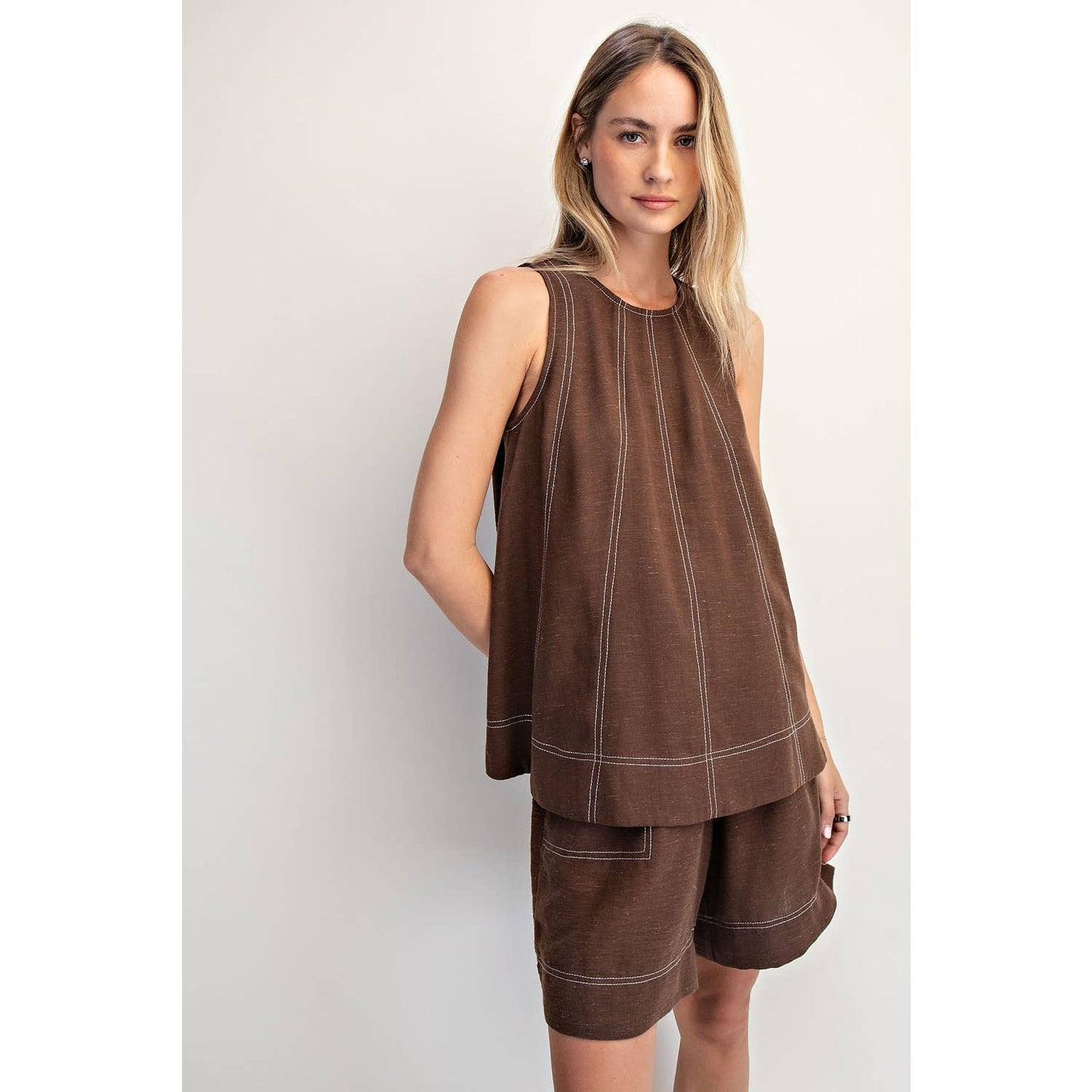 Linen Blended Sleeveless Top