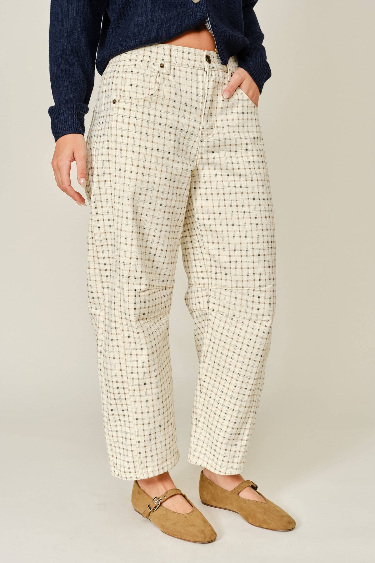 Plaid Barrel Pants