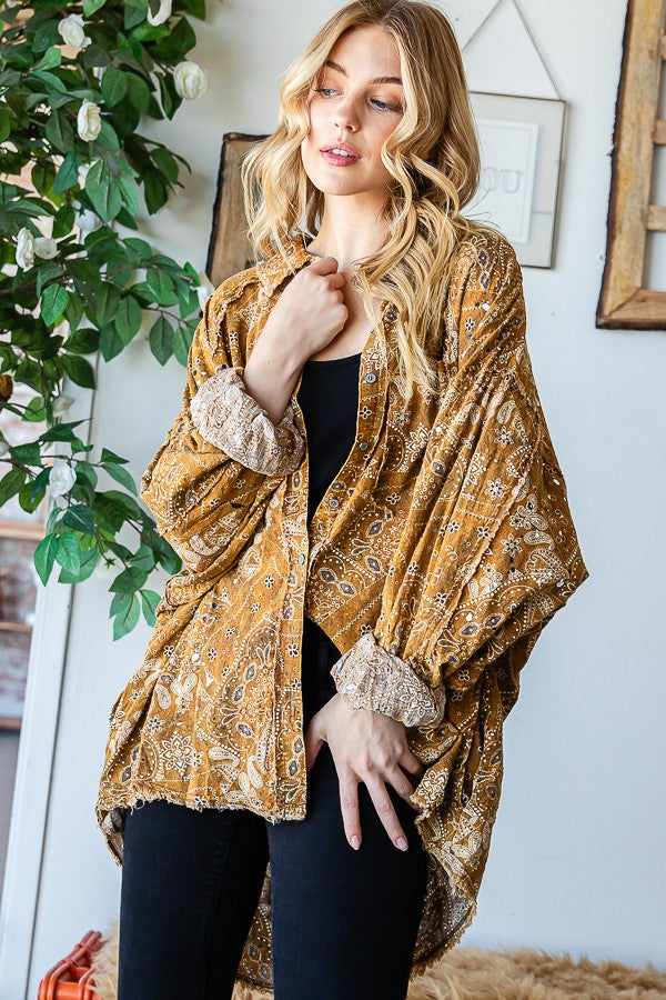 Scarf Print Button Up