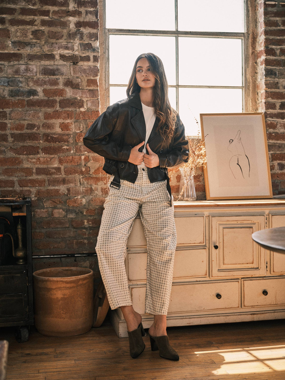 Plaid Barrel Pants