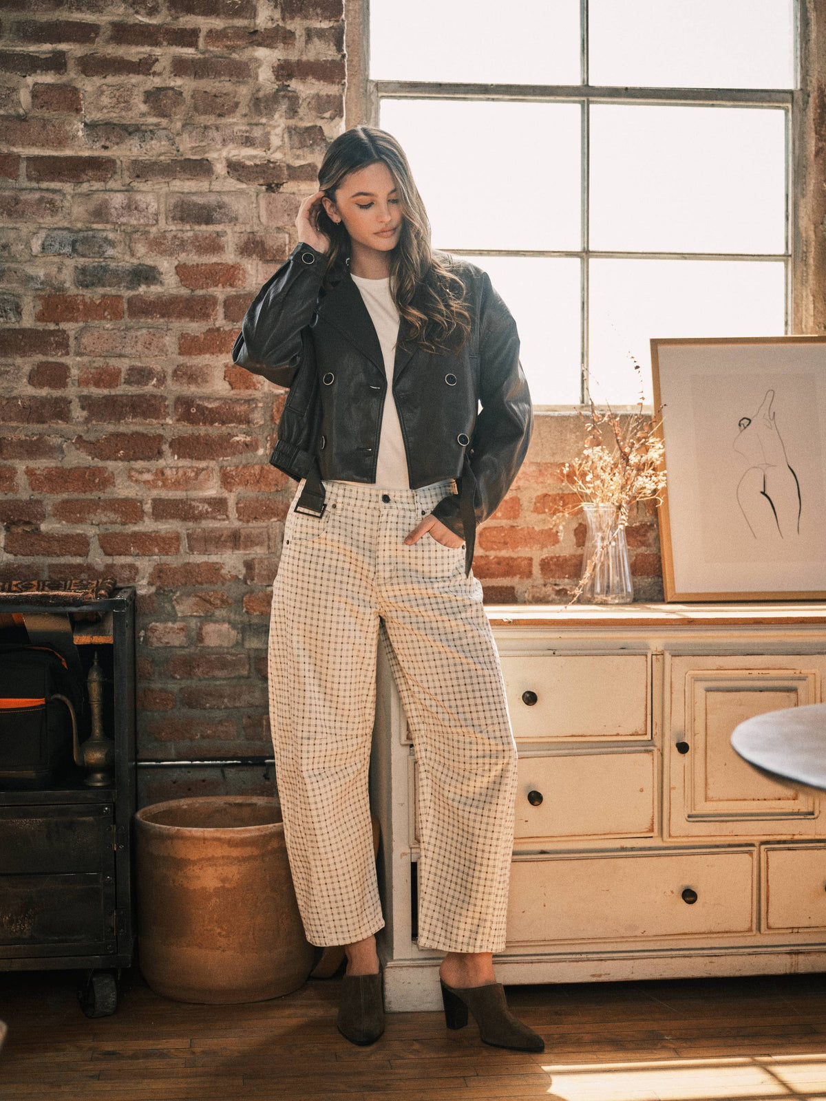 Plaid Barrel Pants