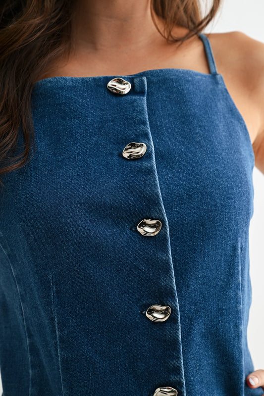 Bean Denim Button-Down Top