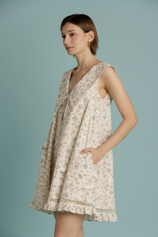 Sailor Collar Floral Mini Dress