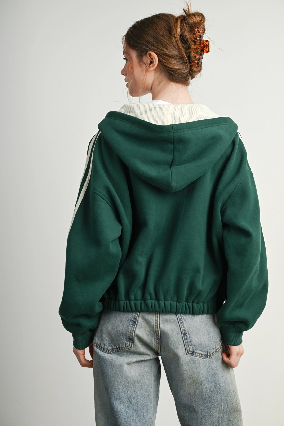 Side Stripe Zip-Up Hoodie