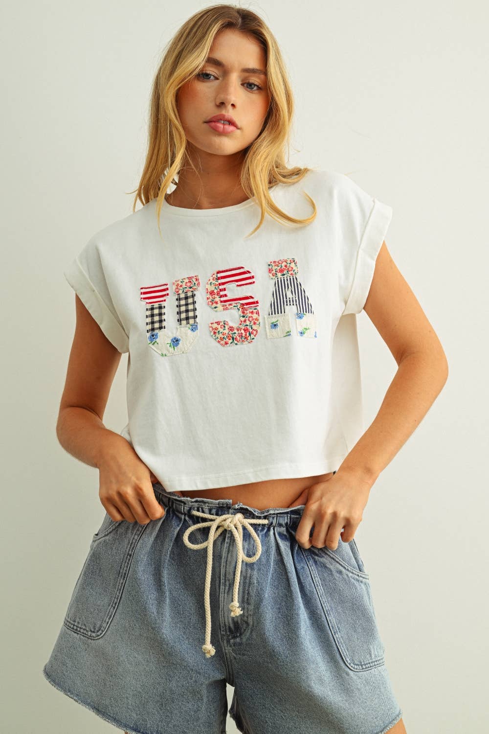 USA Floral Patchwork Tee