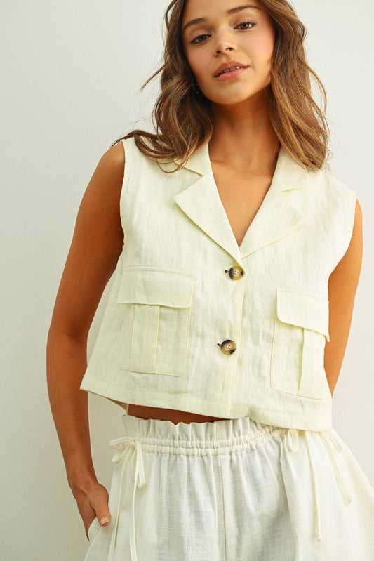 Linen Cargo Vest