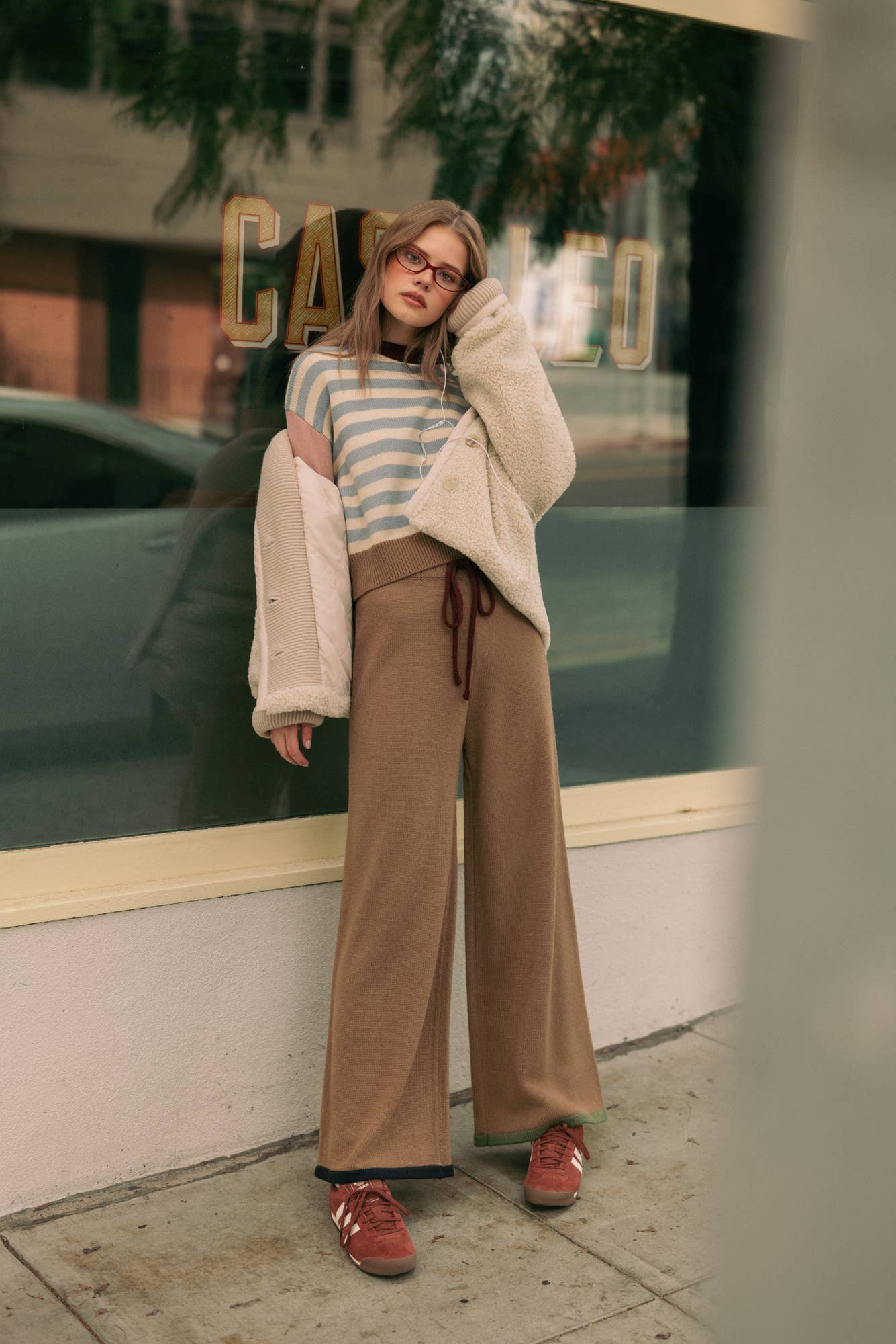 Color Mixed Knit Pants