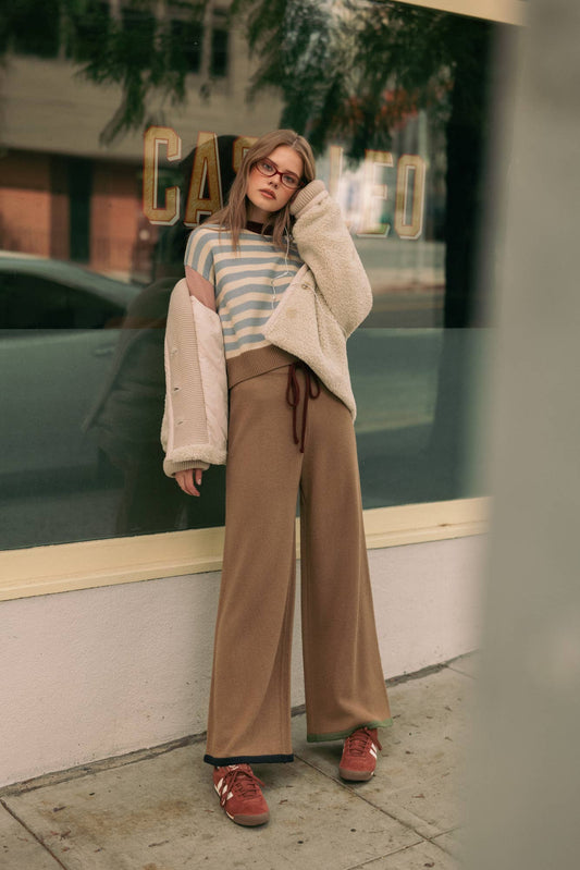 Color Mixed Knit Pants