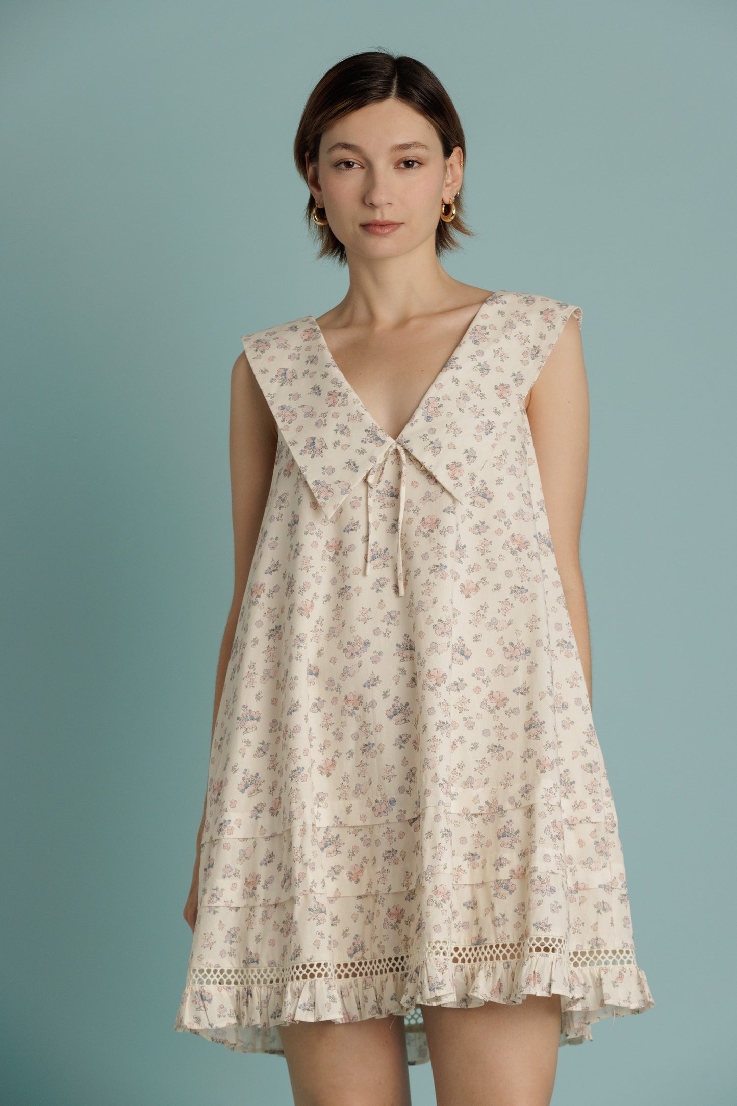 Sailor Collar Floral Mini Dress