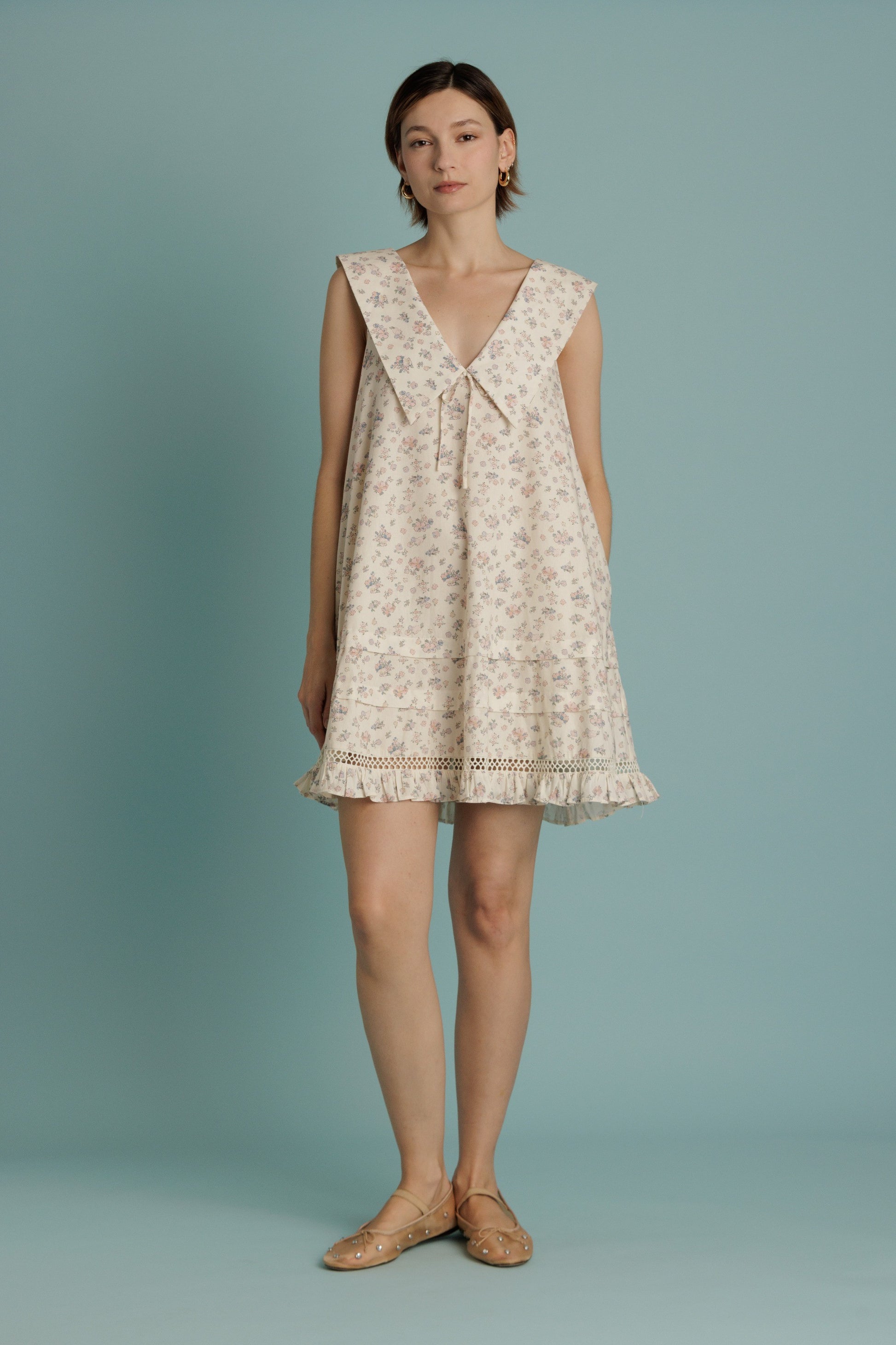nautical mini dress Sailor Collar Floral Mini Dress Small