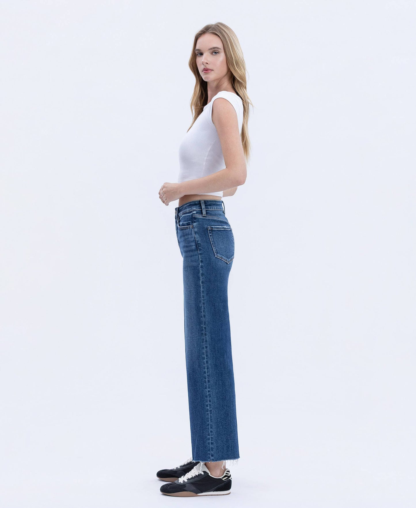 Rational High Rise Trouser Press Wide Leg Jeans