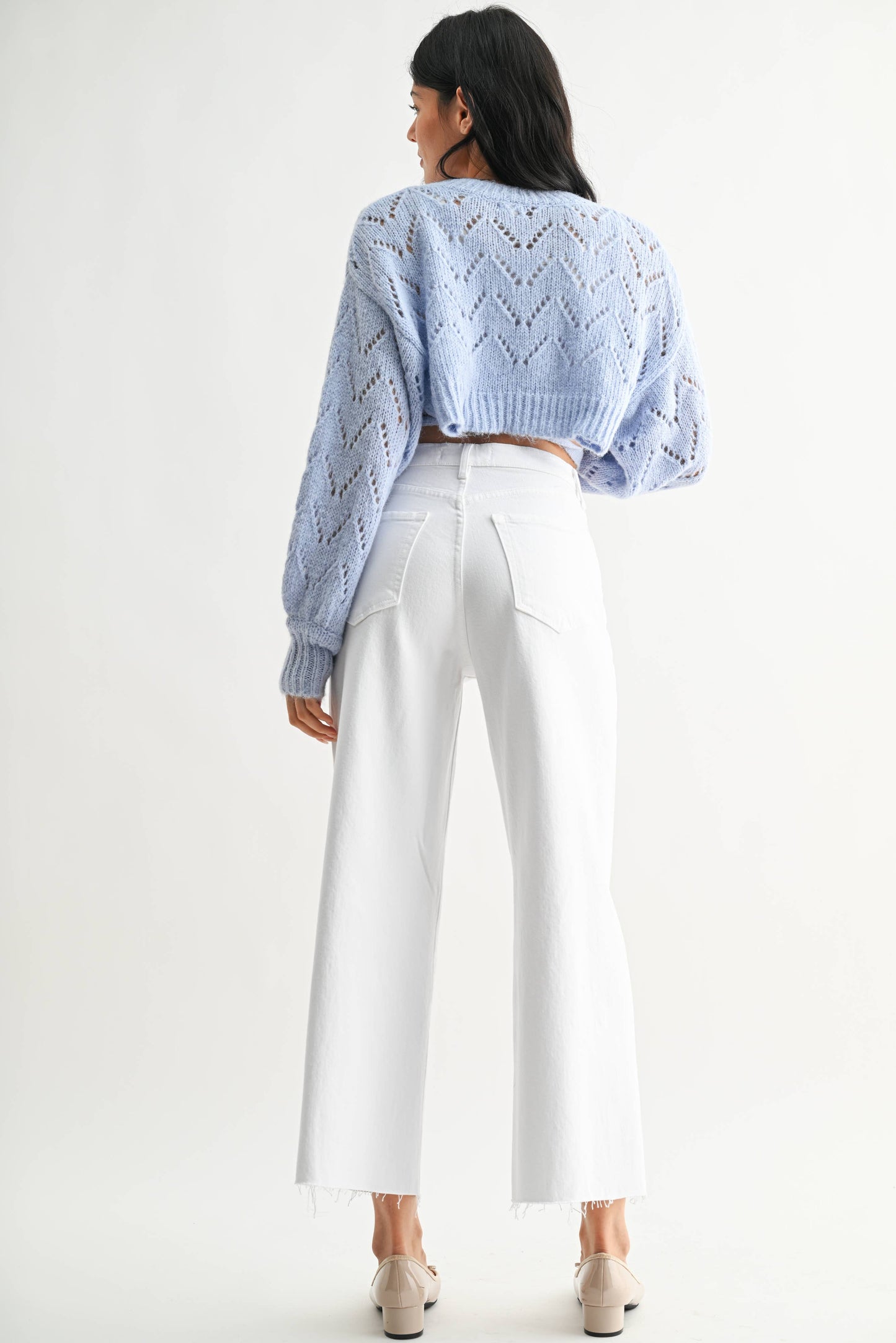 White Scissor Cut Wide Leg