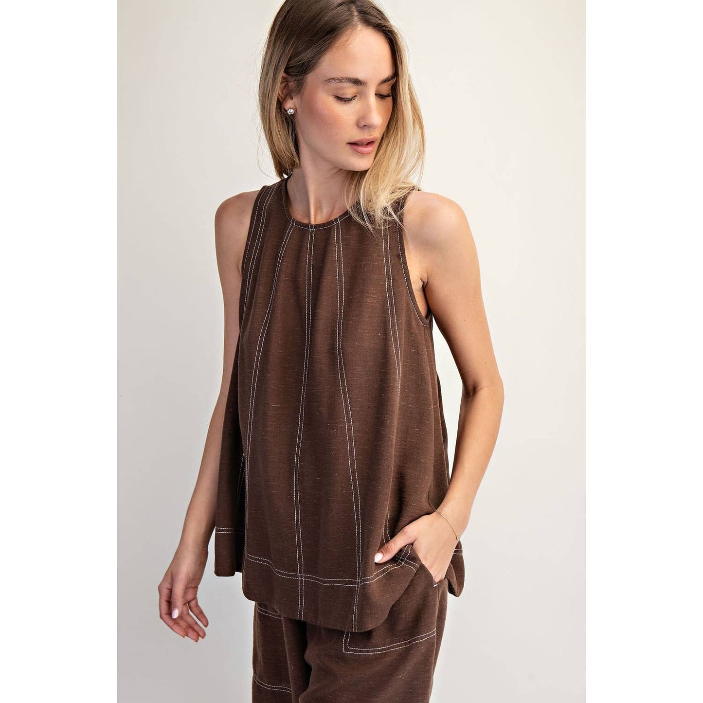 Linen Blended Sleeveless Top