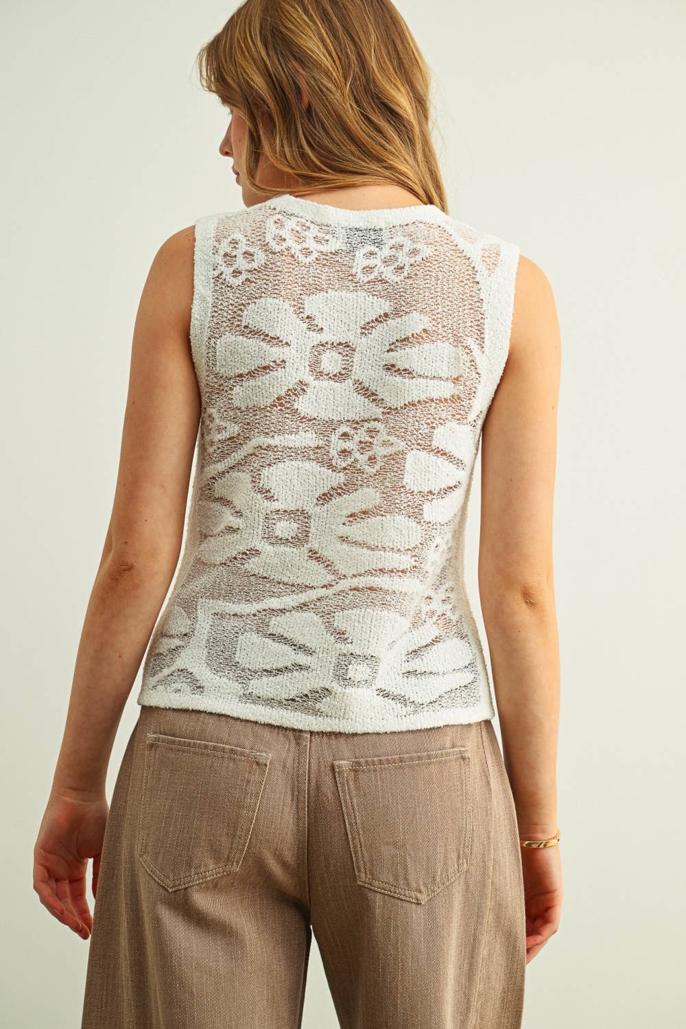 Floral Knitted Sleveless Top