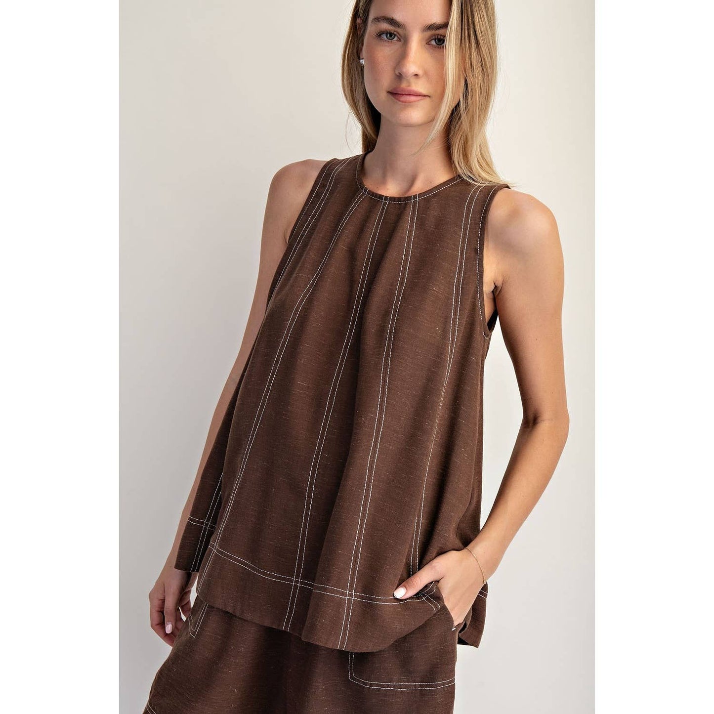 Linen Blended Sleeveless Top