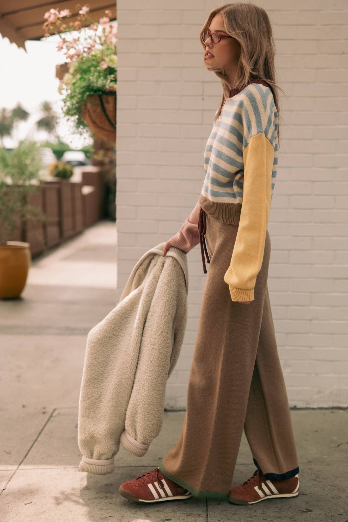 Color Mixed Knit Pants