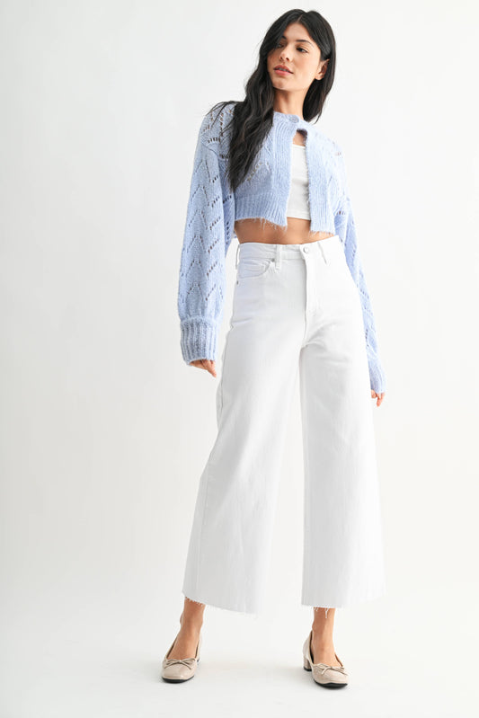 White Scissor Cut Wide Leg