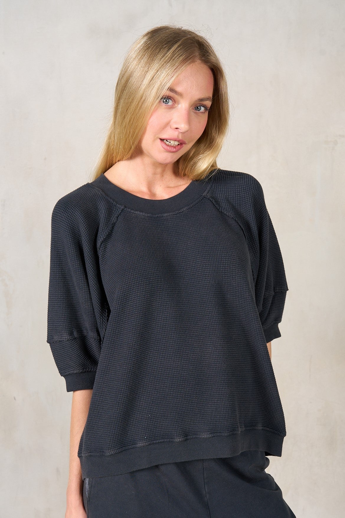Waffle Puff Sleeve Top