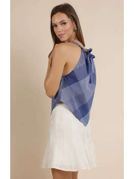 Voyage Cotton Check Halter Top