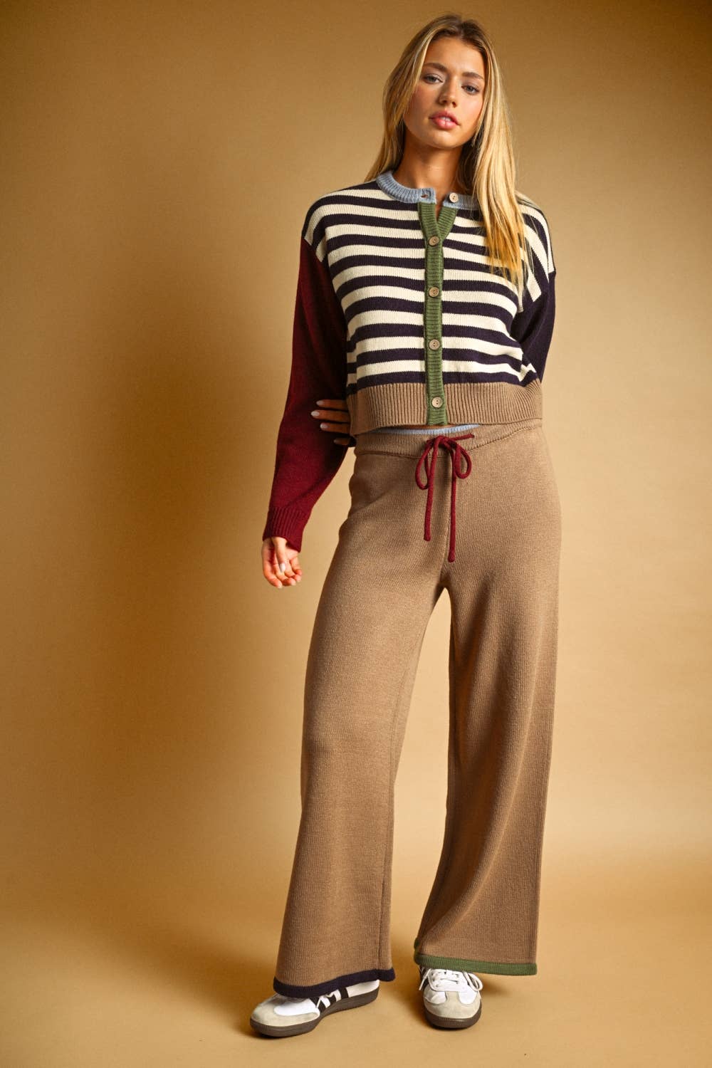 Color Mixed Knit Pants